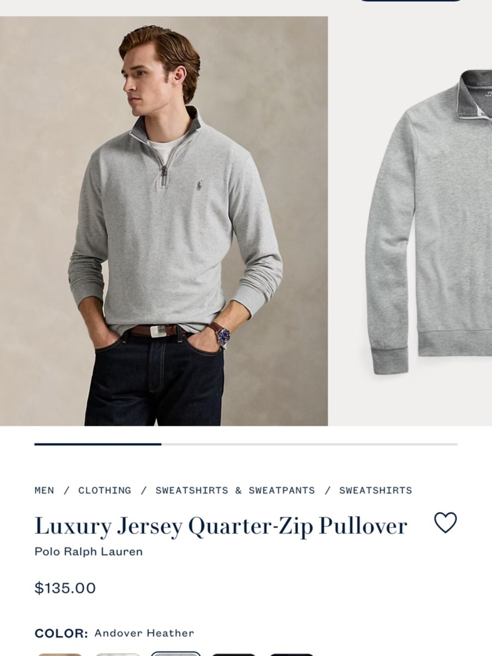 Polo by Ralph Lauren Gray Zip-Front Pullover with Branded Pull